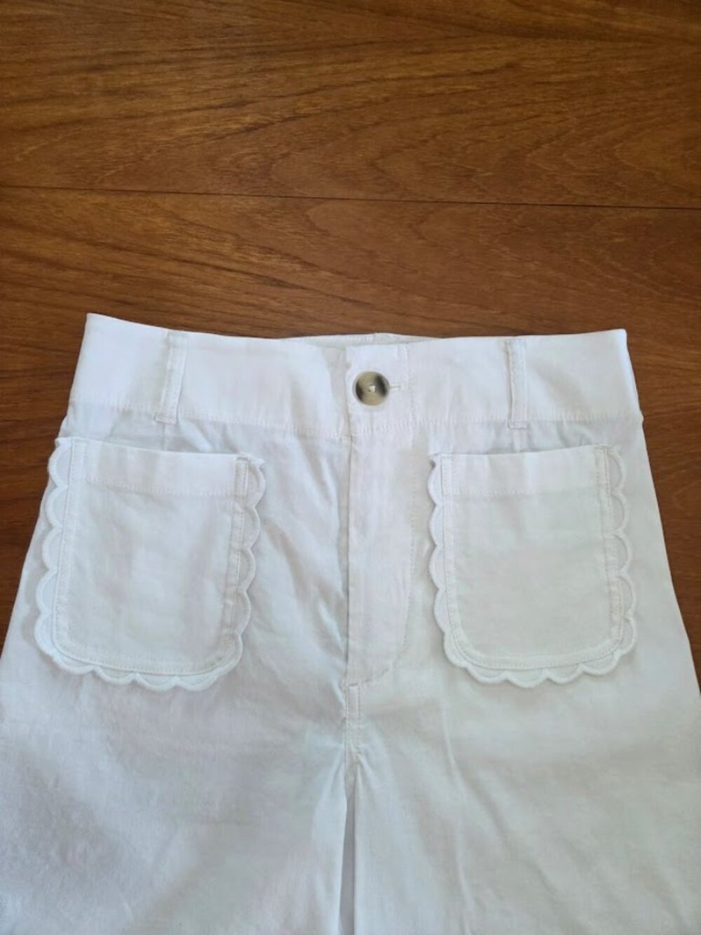 Maeve The Colette Magic Fabric Scallop Pocket Pants Wide Leg High Rise White 28 - Picture 4 of 13